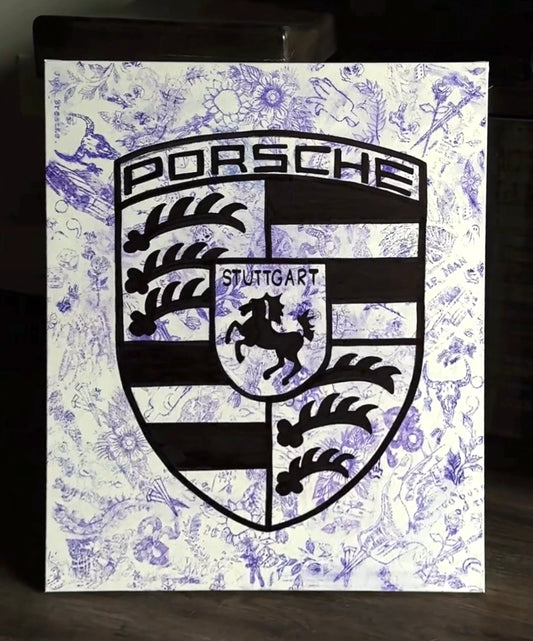 Porsche X Tattoo Flash Art on Canvas