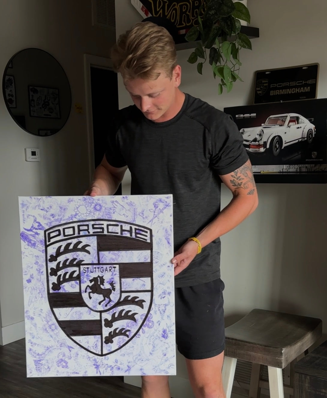 Porsche X Tattoo Flash Art on Canvas