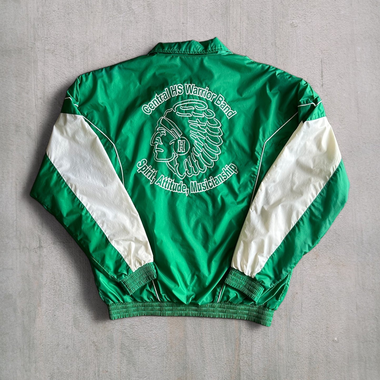 Vintage Green Band Windbreaker - L